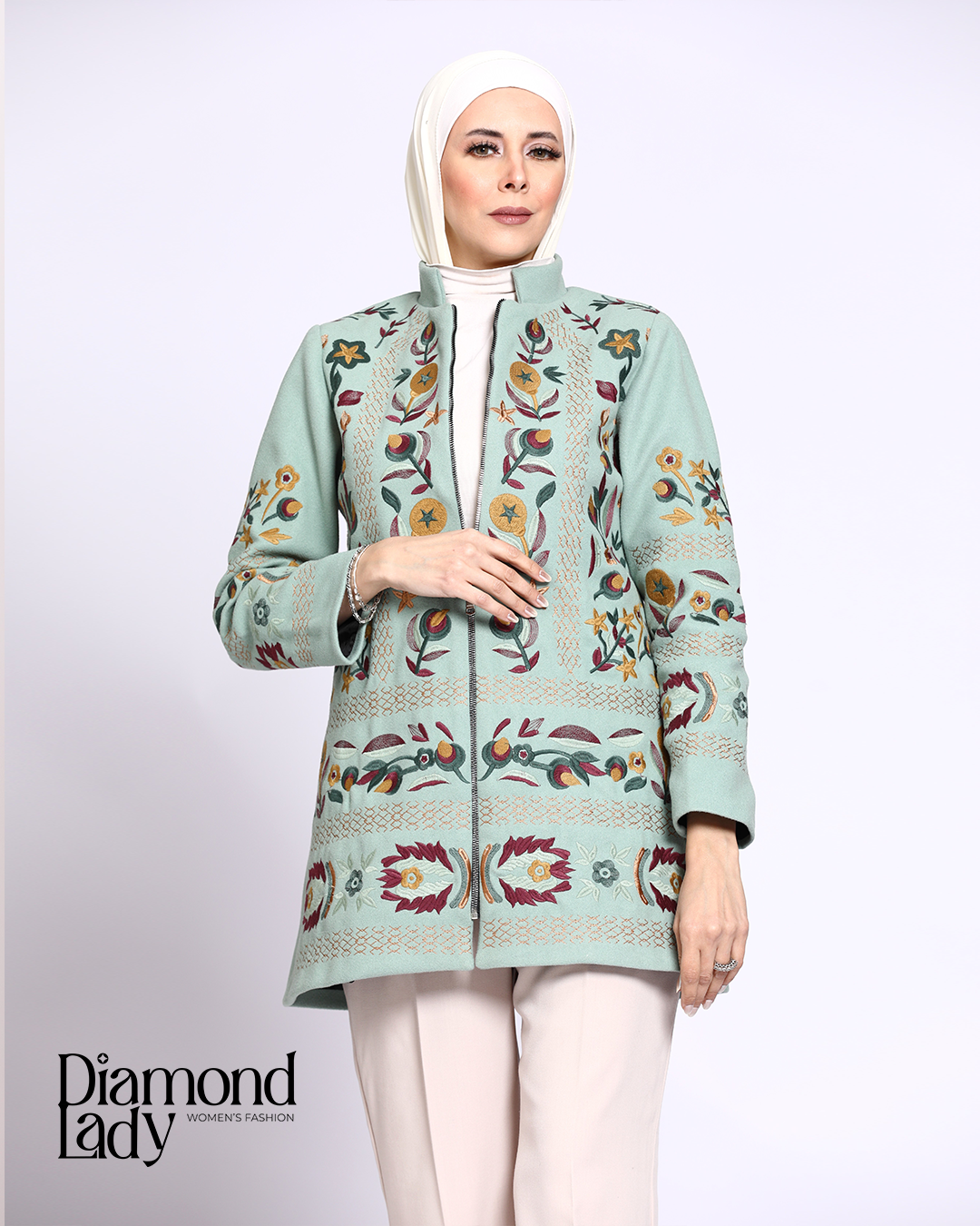 Embroidered Wool Blazer Mint