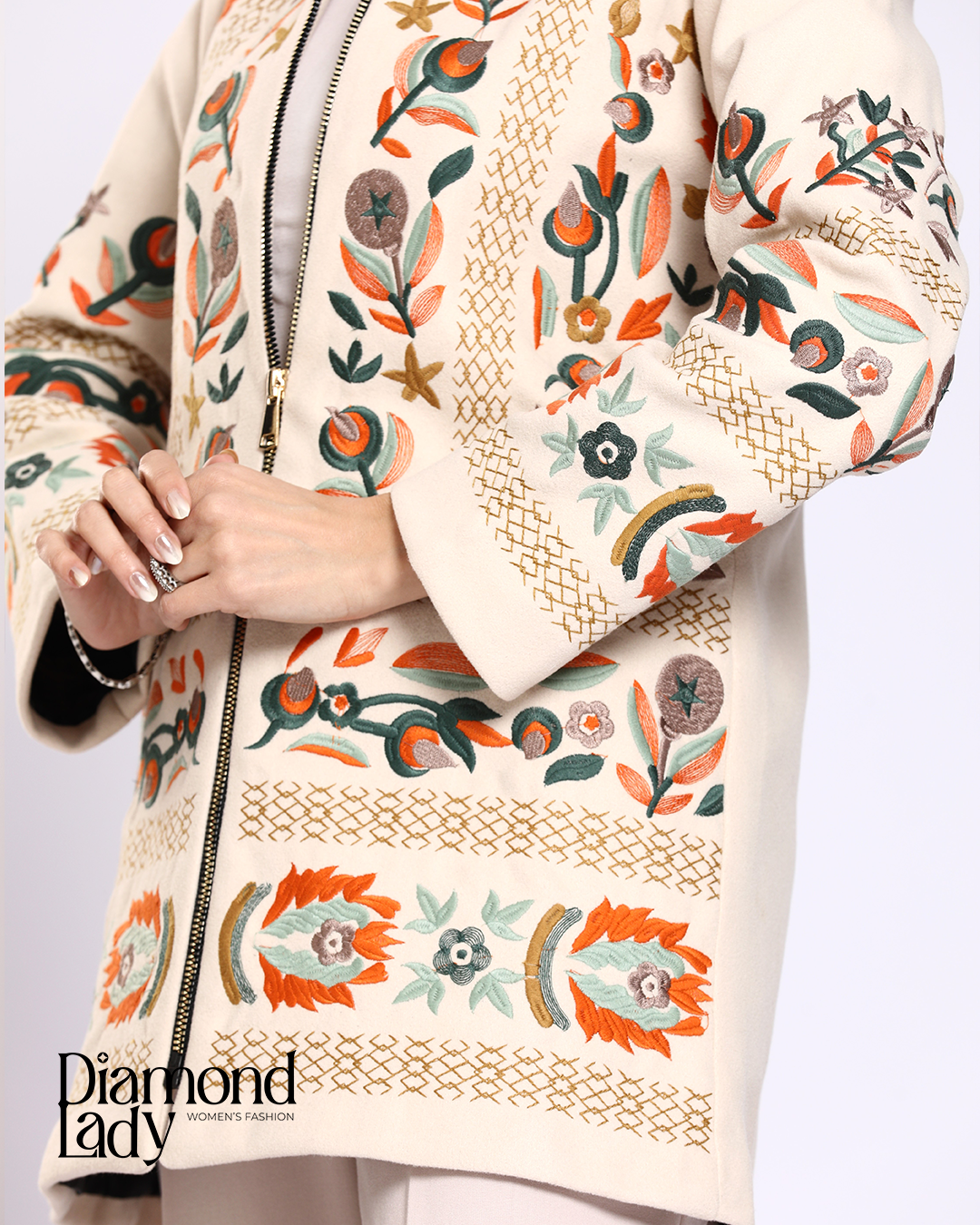 Embroidered Wool Blazer Beige