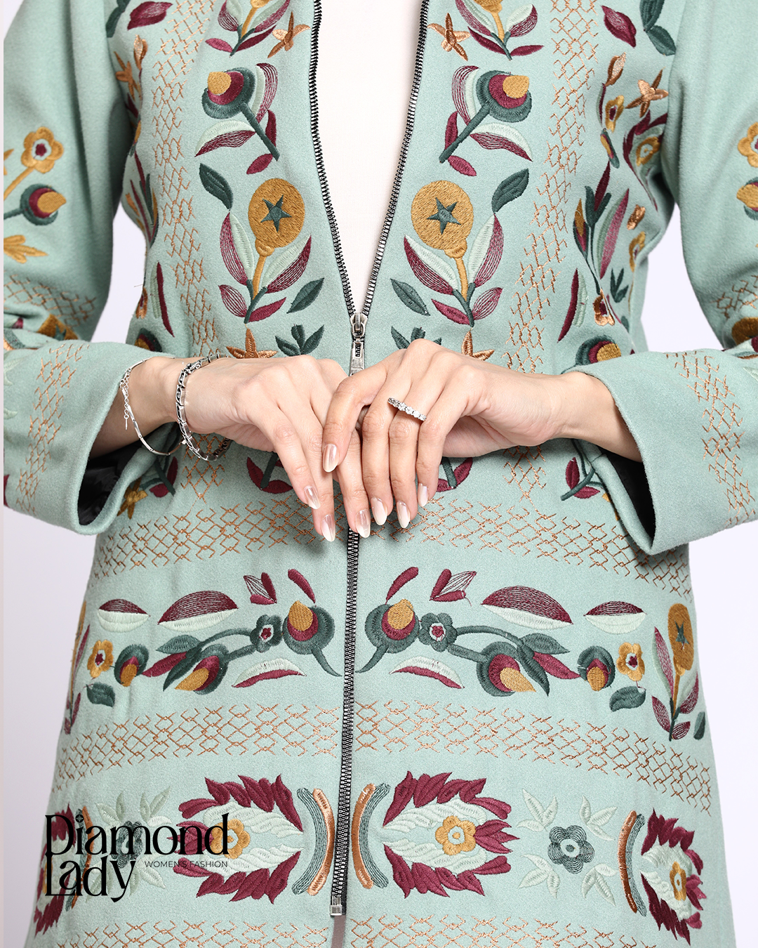 Embroidered Wool Blazer Mint