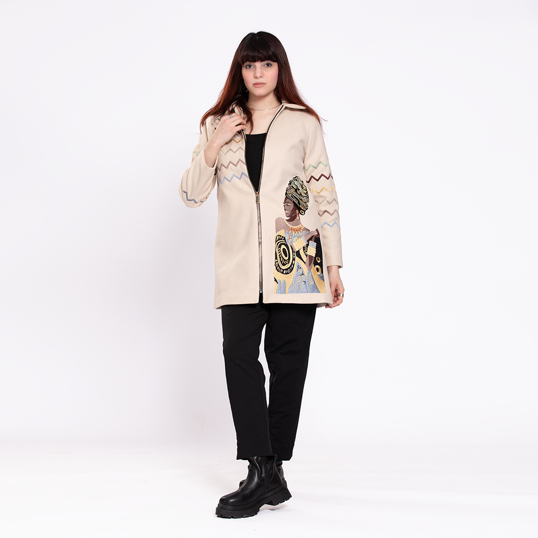 African Girl Wool Blazer Beige