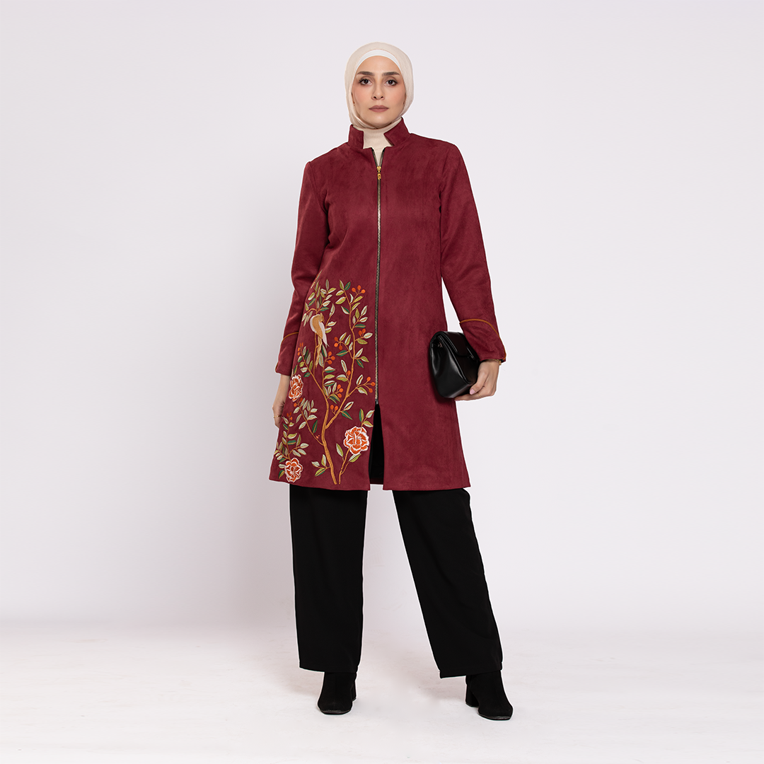 Velvet long Blazer Marron